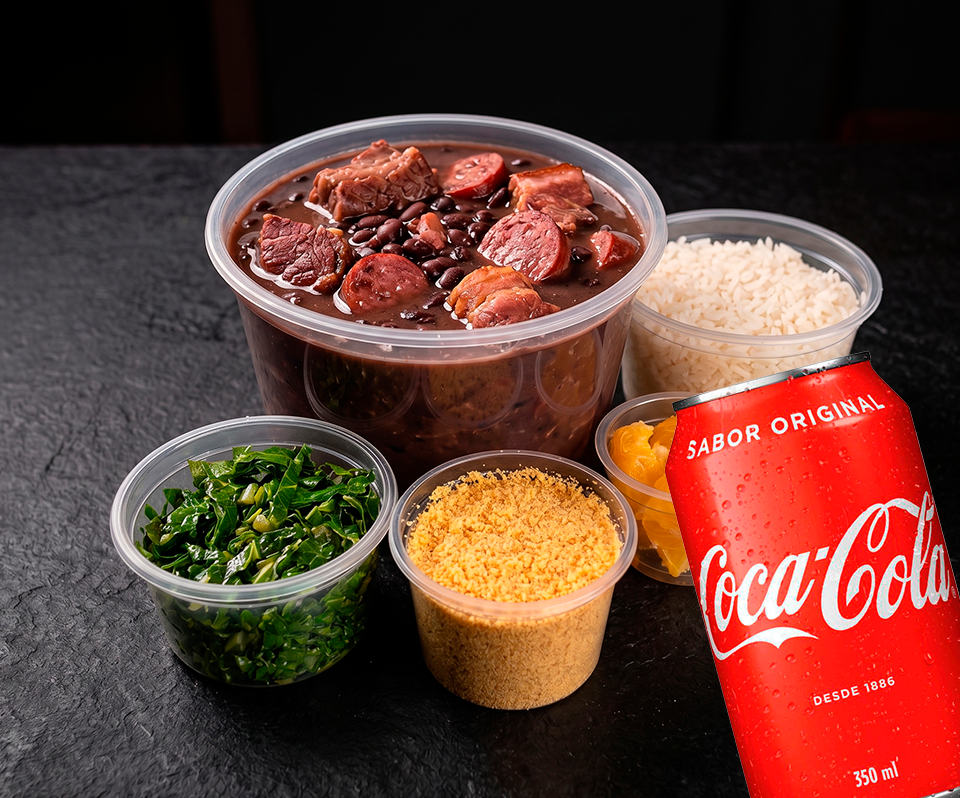 Feijoada completa 1 pessoa + Coca Cola lata 350 ml